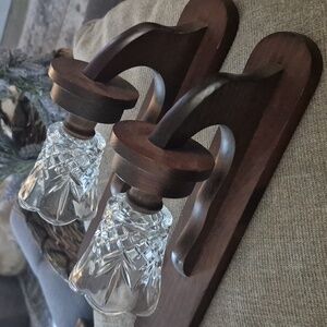 Vintage MCM Wood Wall Candle Holder Sconces Votive Cups